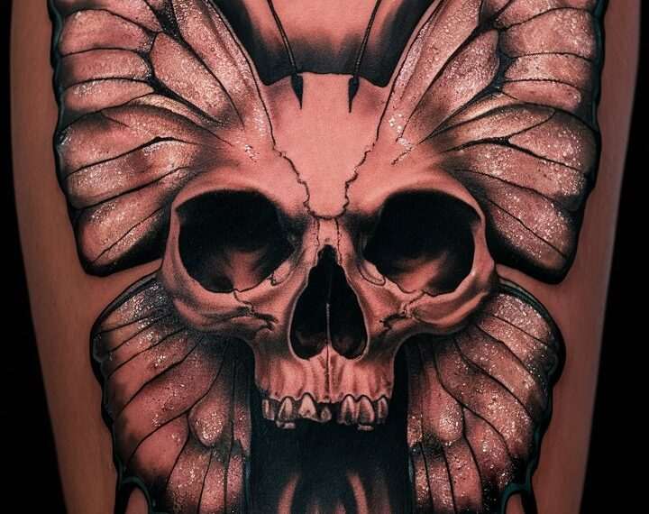 Skull with Butterfly Tattoo Meaning and Idea